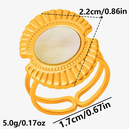 Sea Jewelry Shell Leaf Geometric Round Stainless Steel Rings For Women Men Accessories Open Adjustable Ring Beach Holiday Bagues