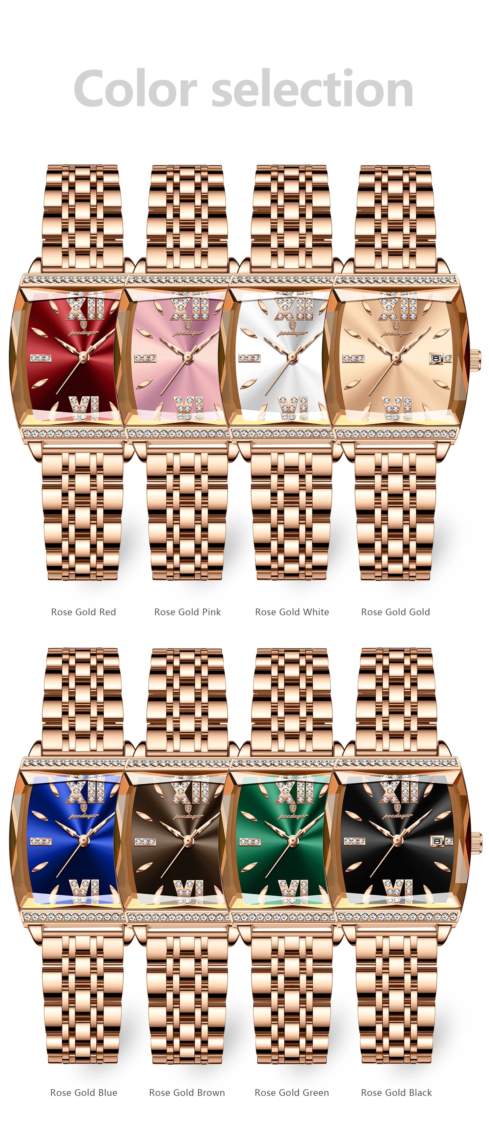 POEDAGAR Diamond Luxury Watch For Woman High Quality Waterproof Date Ladies Quartz Watch Stainless Steel Women Watches Reloj+Box