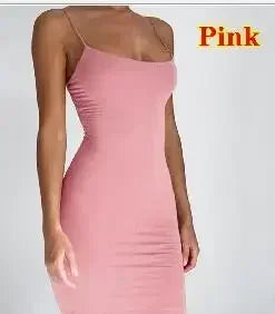 Sexy Spaghetti Strap Mini Dress 2024 Summer Women Bodycon Club Party Dresses Female Camisole Solid Black White Sheath Sundress PK