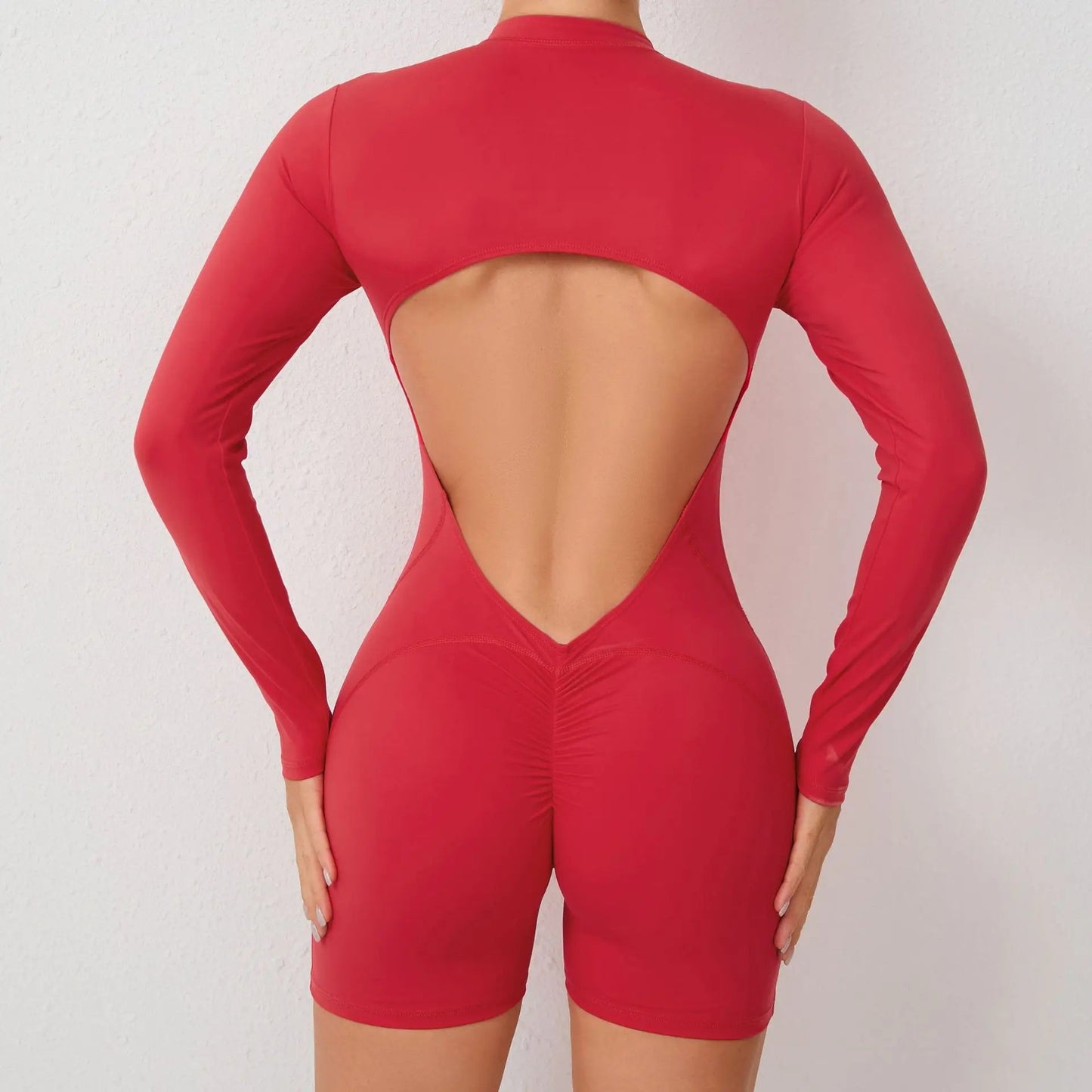 2025 Pad Zipper Long Sleeve Yoga Set Women One Piece Jumpsuit Gym Workout Shorts Fitness Bodysuit Sports Athletic Suit XP358 Badiee Stylez
