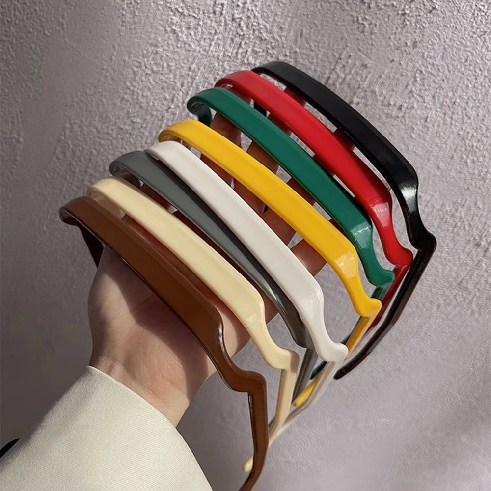 1/3pcs Women Square Glasses Headband Coloful Invisible Fixed Hair Clips Wave Curly Hair Ties Temples Headband Accessories