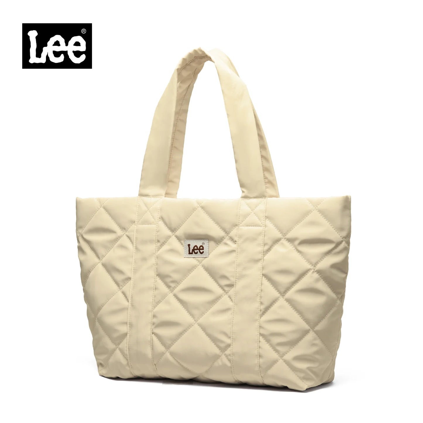 LEE Large Soft Puffer Bag Women Big Size College Students Laptop Book Quilted Tote Bag Lady Down-filled Shopping School Bags Color B-Khaki