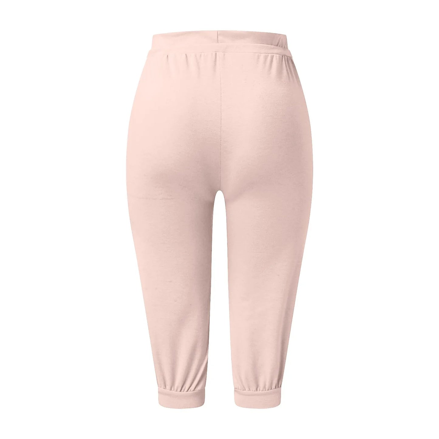 Classic Solid Color Jogging Pants Women Cotton Linen Capris Trousers Bandage Double Pocket Pants Summer Beach Vacation Wear