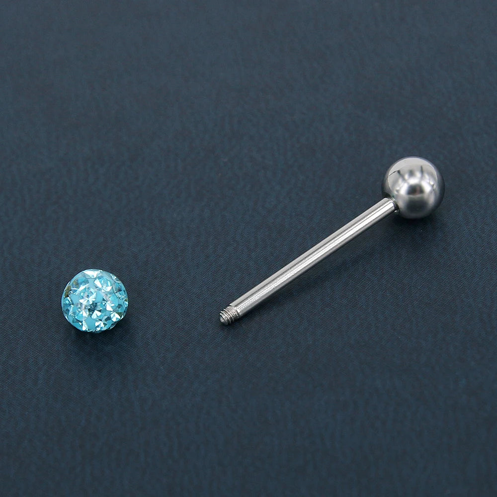 ZS 1Piece 14G Oil Luminescence Tongue Piercing Rings Stainless Steel Tongue Stud Skull Star Studs Earrings BCR Piercings Jewelry Badiee Stylez