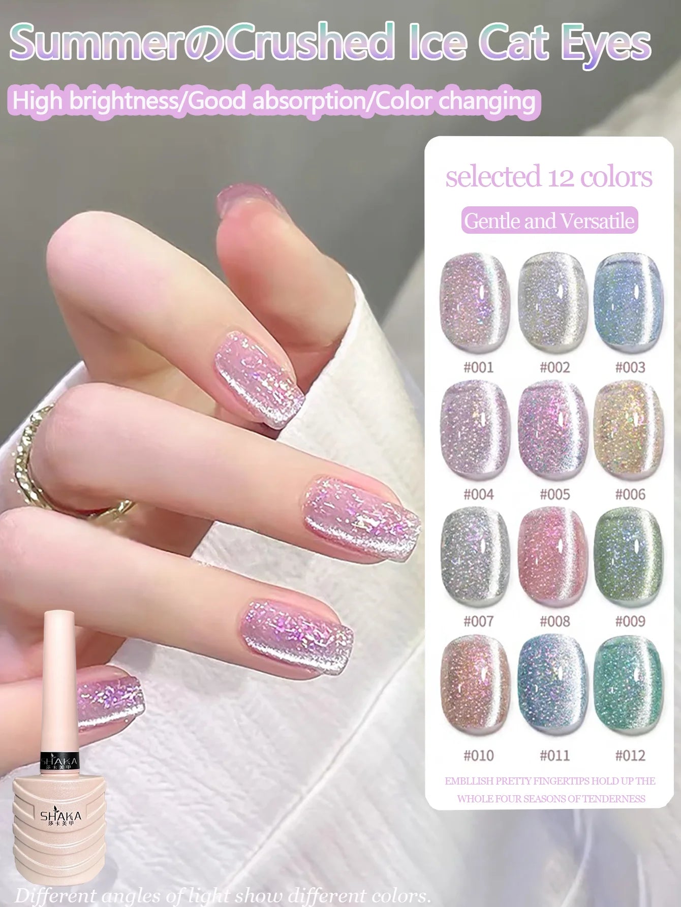 1-3pcs PSK 2025 New Whitening Purple Glass Beads Starry Crystal Nail Art Purple Glass Bead Cat Eye Gel Nail Polish Nail Supplies suibingbing1-12