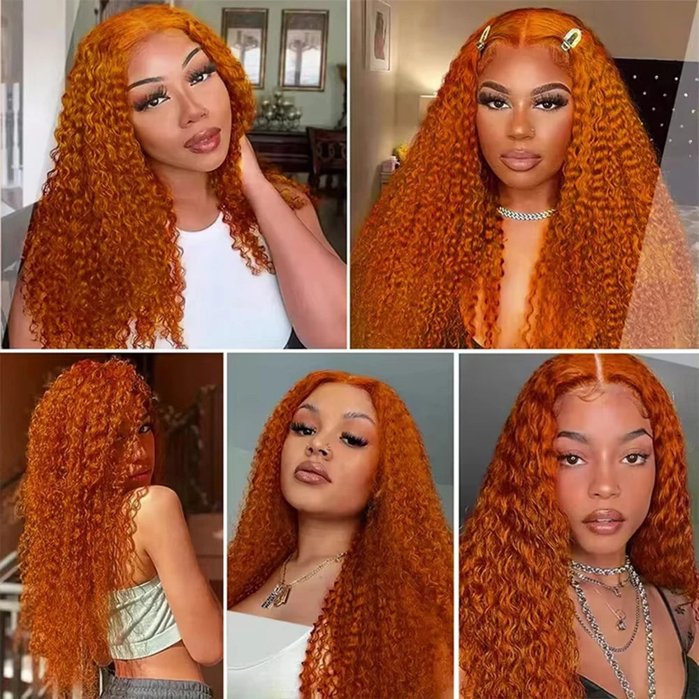 Orange Ginger Lace Front Wig Curly Human Hair Wigs 30 32 Inch Deep Wave Frontal Wig 13x4 13x6 HD Lace Front Human Hair Wig