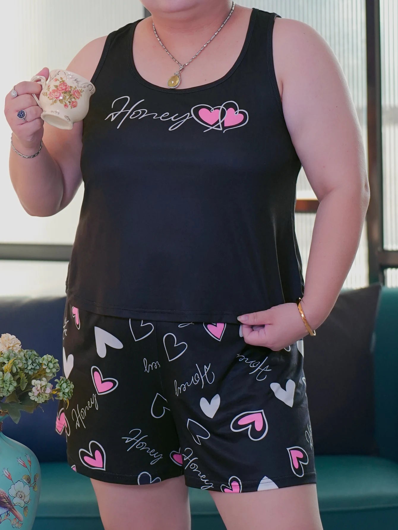 Large size pajama set for girls summer pajamas large size suspender shorts set milk silk pajama set home clothing