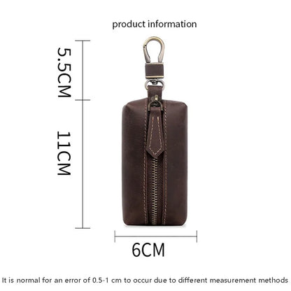 Genuine Leather Zipper Car Key Case Coin Purse Wallet with Key Car Smart Change Purse Coin Pouch Keychain Holder for Men Women