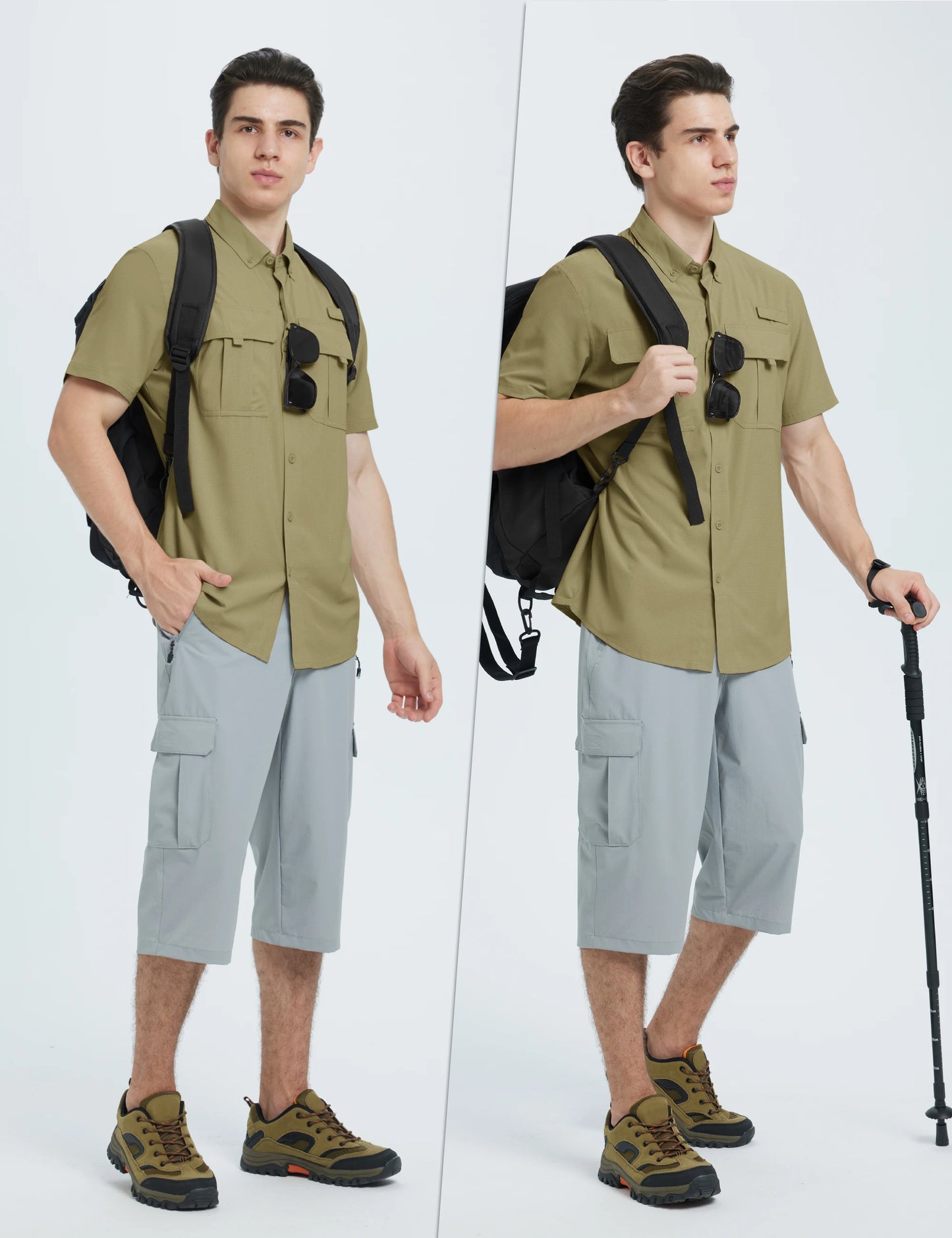 TACVASEN UV Block Fishing Shirts Mens Lightweight Quick Dry Short Sleeve Shirt Breathable Outdoor Hiking Shirt Fishing Shirts