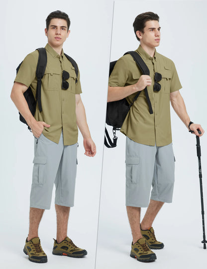 TACVASEN UV Block Fishing Shirts Mens Lightweight Quick Dry Short Sleeve Shirt Breathable Outdoor Hiking Shirt Fishing Shirts