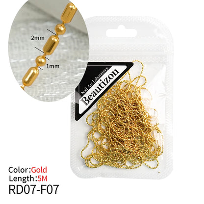 Nail Chain Rhinestone Beads Charms Gold Silver 3D Rhinestone Art Decoration Jewelry Parts Metal Steel Press on Nails Accessories