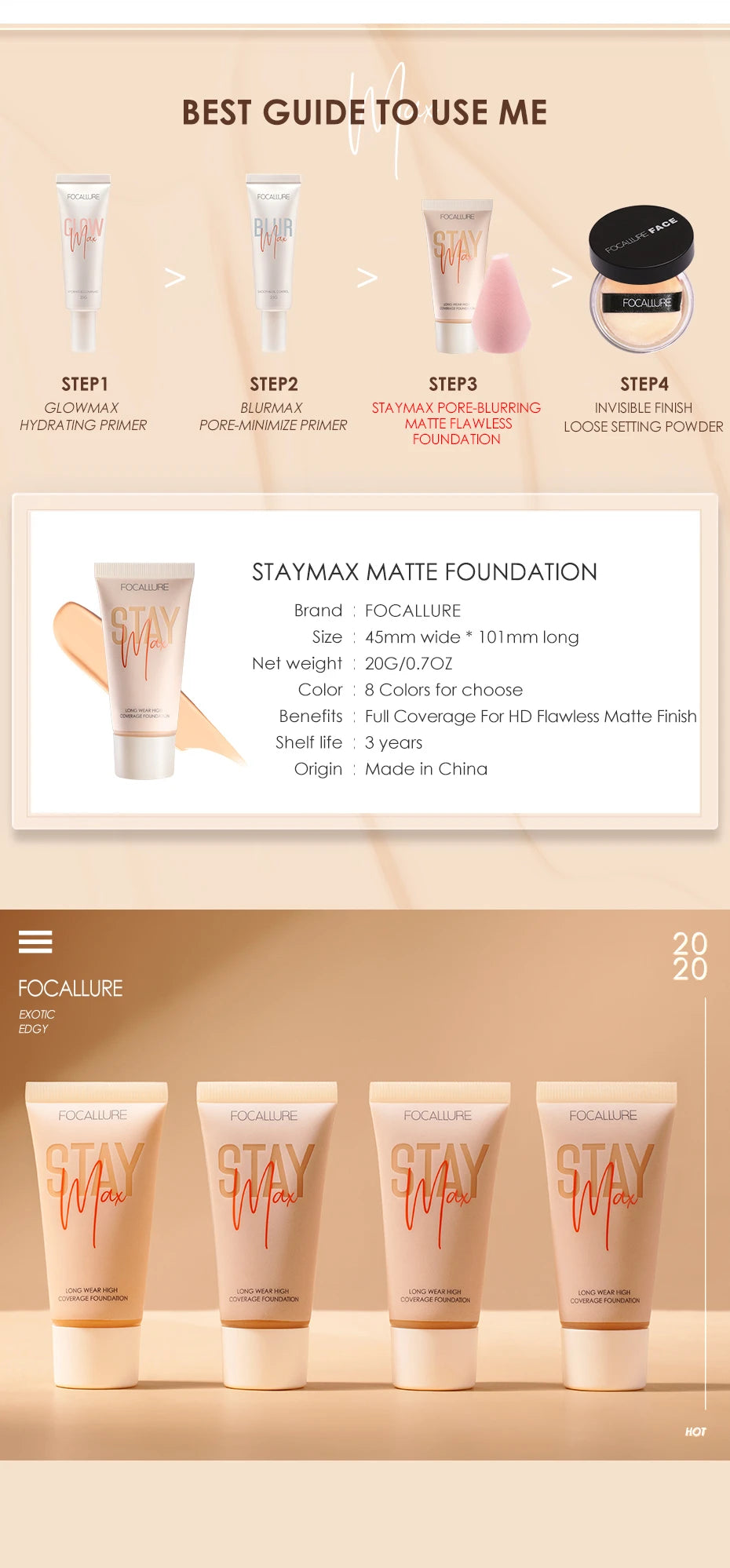 Wholesale FOCALLURE Waterproof Liquid Foundation Cream Full Coverage Oil-control Long-lasting Face Concealer Base Cosmetics