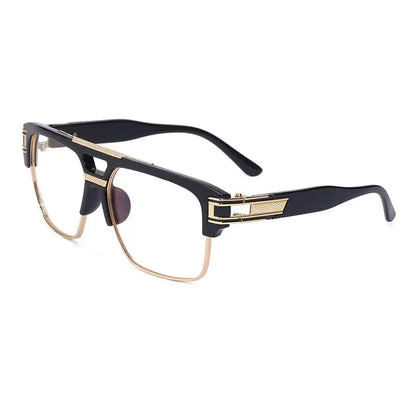 European And American Fashion Sunglasses Transparent Frame Glasses Cross Border Men And Women Retro Square Frame Sunshade Mirror black