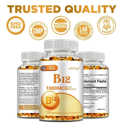 Vitamin B12 1000mcg - Dietary Supplement To Support Energy Metabolism, Mental Clarity, and Nervous System Health