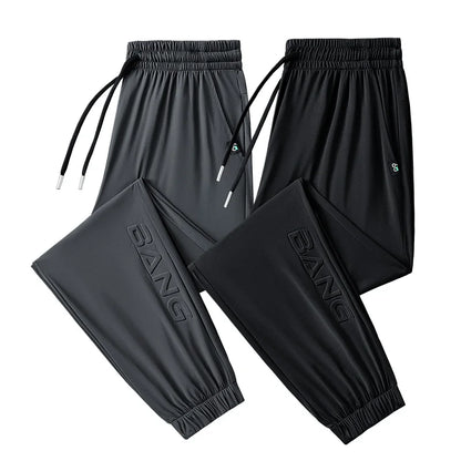 Men Pants Ice Silk Elastic Plus Size 6XL 7XL 8XL Quick Dry Summer Beach Thin Breathable Home Trousers Brand Stretch Lightweight