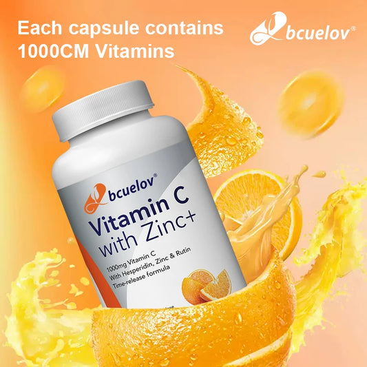 Vitamin C & Zinc Supplement, Excellent Source of Key Immune Health Nutrients, Antioxidant, 1000 mg, Immune Support, 120 Capsules