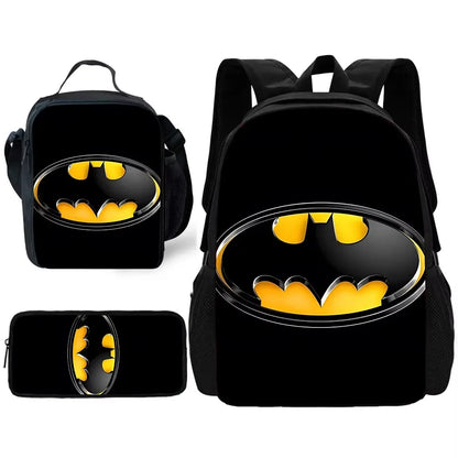 Child Superhero Batmans School Backpack with Lunch Bags ,Pencil Bags ,School Bags for Boys Girls Best Gift XHOO1-TZ-049-A2