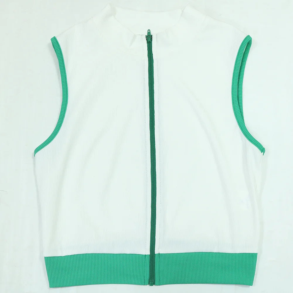 CM.YAYA Women's Set Sleeveless V-neck Vest + Pleated Skirts 2025 Summer Cute Street Beach Two 2 Piece Sets Outfits Tracksuit