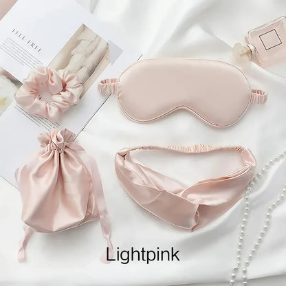 4 PCS Silk Sleeping Eye Mask Set Headband Headband Set Sleep Aid Eye Mask Rest Unisex Eye Mask Set Badiee Stylez