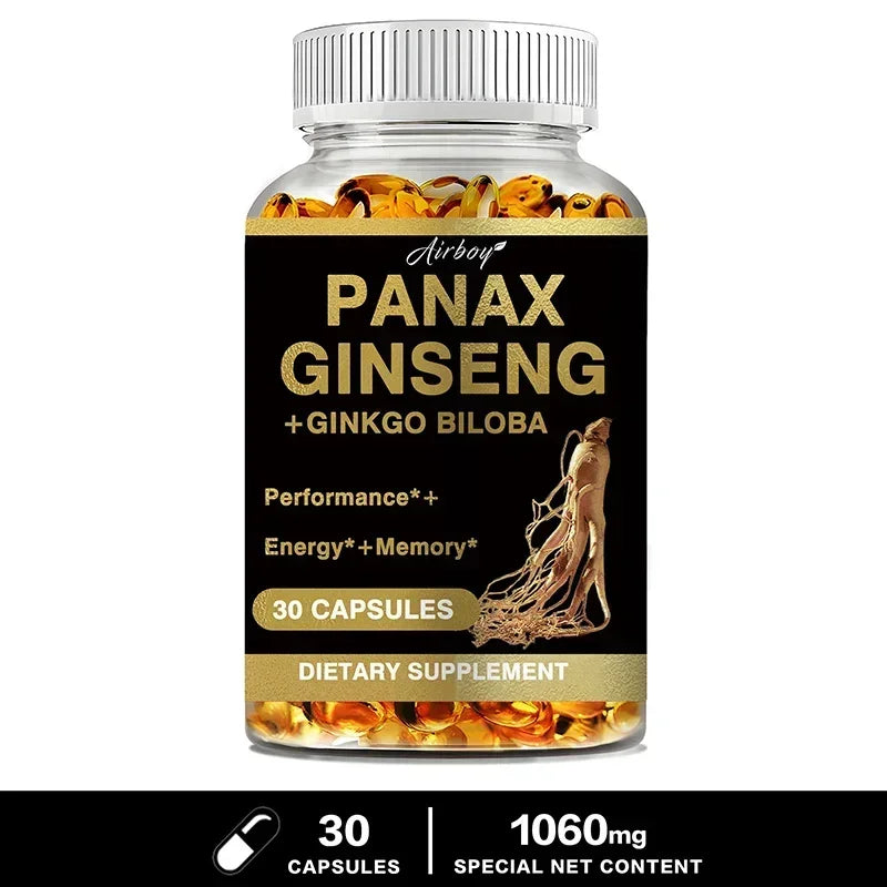 Panax Ginseng + Ginkgo Biloba - Immune Support, Enhance Physical Performance, Improve Memory, and Maintain Overall Health 30 Capsules