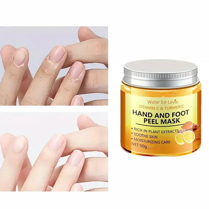 Vitamin c and turmeric hand wax mask for hands and feet, smoothing skin, gently cleansing hand mask, illuminating hand skin