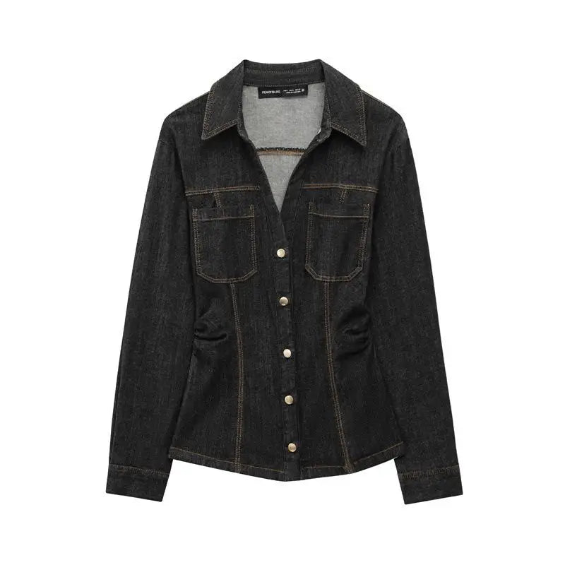 Street Vintage Denim Pants Sets Women Slim Long Sleeve Lapel Single Breasted Jacket Straight Trousers 2025 Autumn Lady Outfits jacket