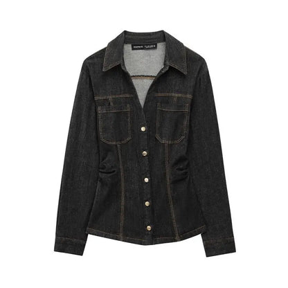 Street Vintage Denim Pants Sets Women Slim Long Sleeve Lapel Single Breasted Jacket Straight Trousers 2025 Autumn Lady Outfits jacket