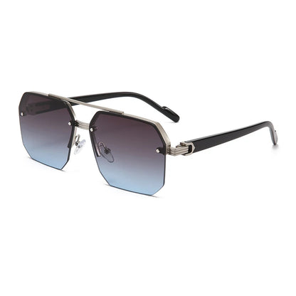 Fashion Half Frame Sunglasses Men Women Classic Big Business Sun Glasses Male Trendy Driving Shades Silver Grey