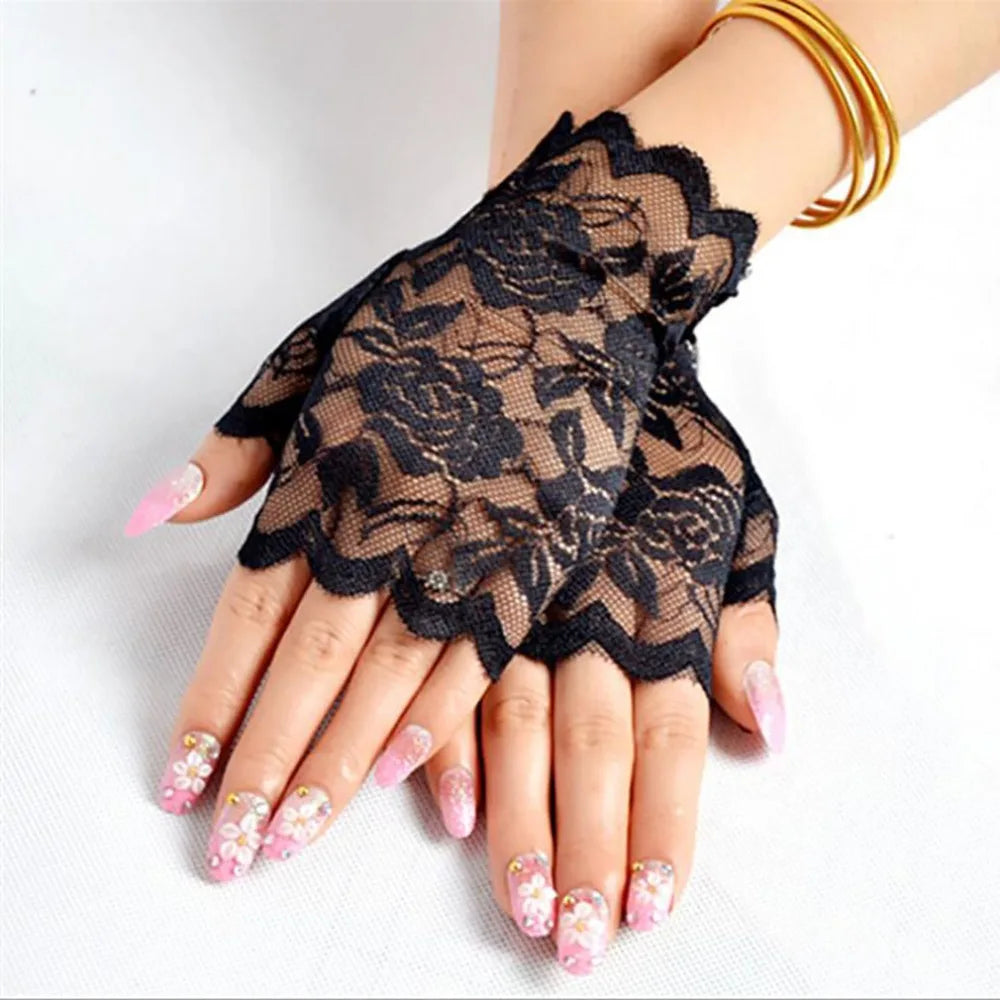 Best Sale Sailor Dance Long Fingerless Womens Sexy Lace Gloves Ladies Half Finger Fishnet Gloves Heated Mesh Mitten Handschoenen Badiee Stylez