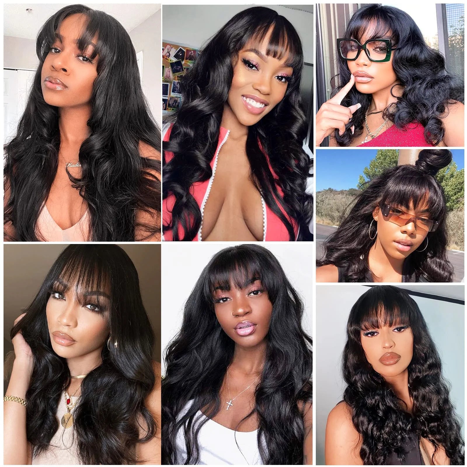 3X1 Glueless Wigs Human Hair with Bangs Body Wave Human Hair Wig with Bangs 3X1 Bleached Knots Lace Front Wig for Black Women Badiee Stylez