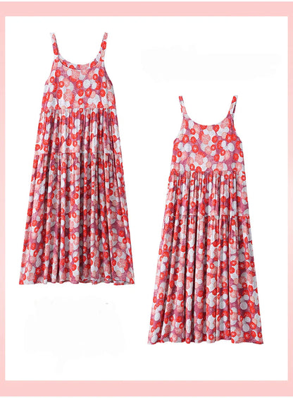 New Fashion Casual 2025 Summer Elegant Dresses For Women O-Neck Print Vintage Sleeveless Dress Loose Women Clothing