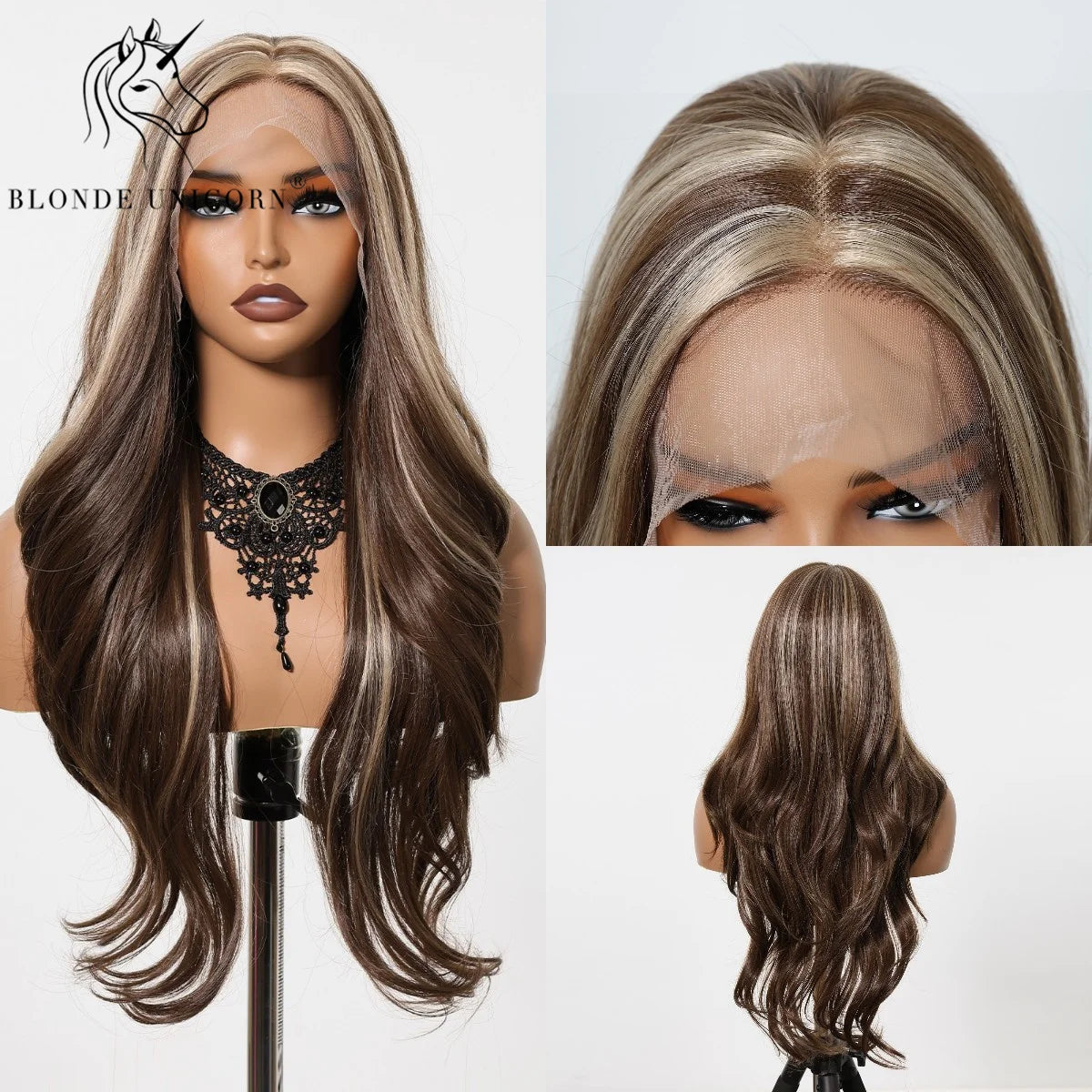 13x6 Lace Front Wig Blonde Wave Synthetic Wigs for Women Daily Party Cosplay Use Heat Resistant Fiber Hair BL66234-1N 1pc 150%|CHINA|26inches
