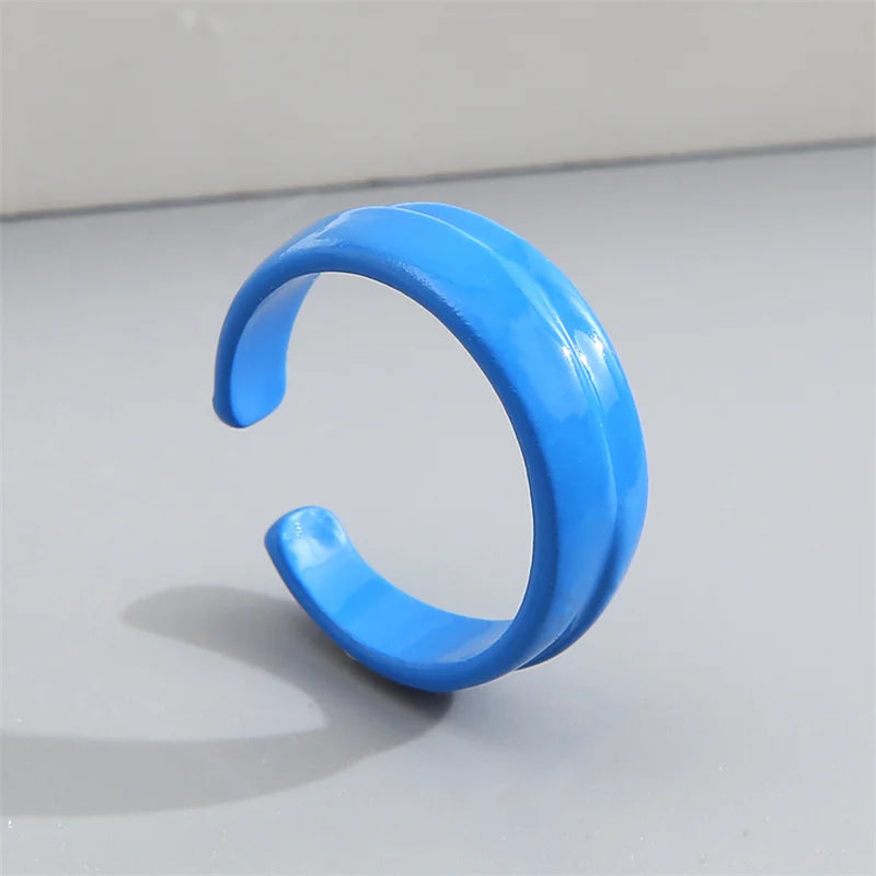 2022 Summer Colorful Ring Set Wholesale Fashion Geometric Chain Candy Color Irregular Opening Rings Women Party Finger Jewelry