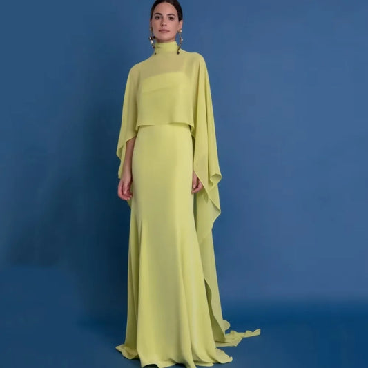 Customized Evening Dress Gorgeous Half Sleeve Prom Dresses Ruched Formal Occasion Shining Chiffon Party Gown Robe Soiree Badiee Stylez