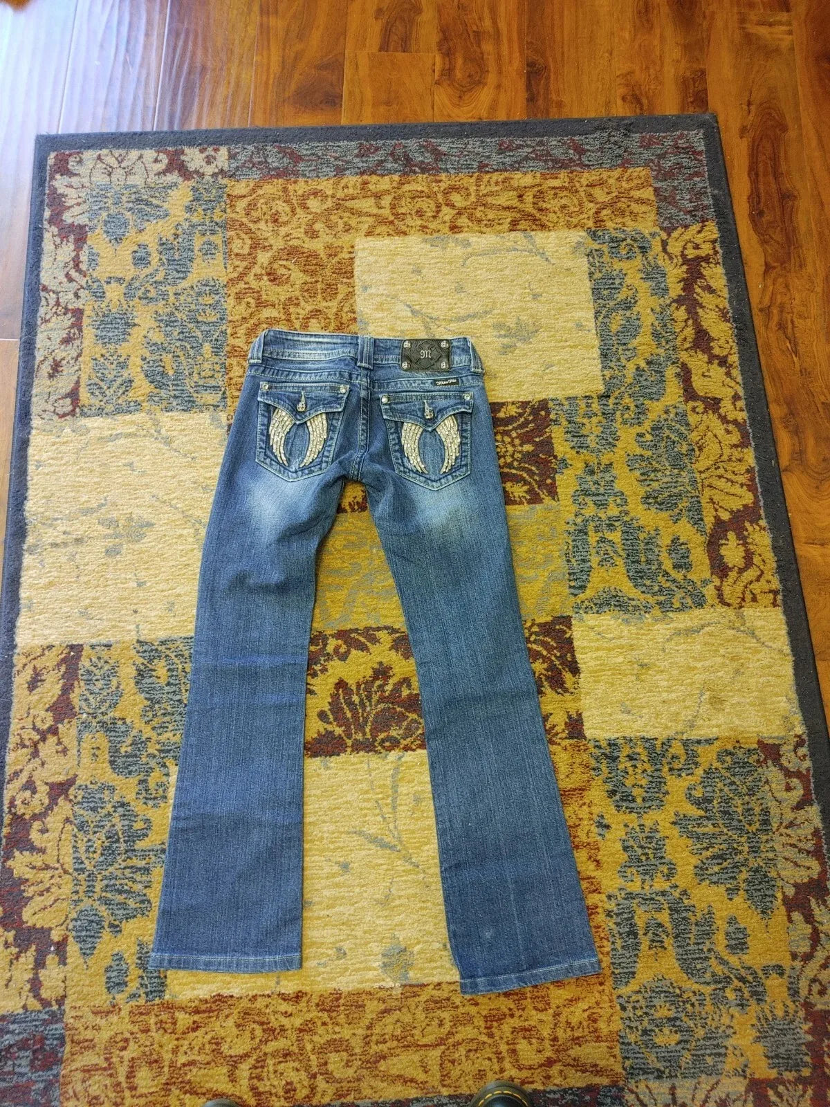 Y2k 2000s Bootcut Jeans Wing Flap Pockets Shining Diamonds Jean Casual Denim Pants Straight Wide Leg Jeans Women Clothing