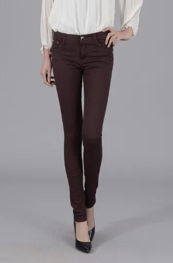 Women Dress Pants Tapered Leg Colored Stretch Slim Jeans Skinny Trousers Pockets for Daily ouc073 Coffee