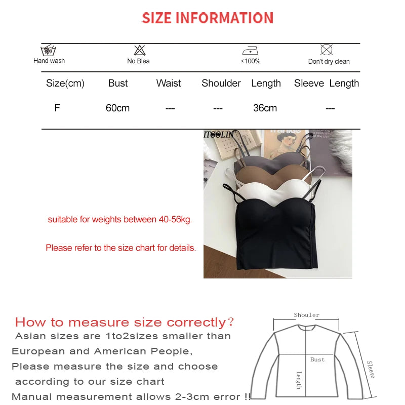 ITOOLIN Fashion Backless Tank Tops Cute Crop Tops For Women Slim Elastic Camisole Ice Silk Women Spaghetti Camis With Bra Pad