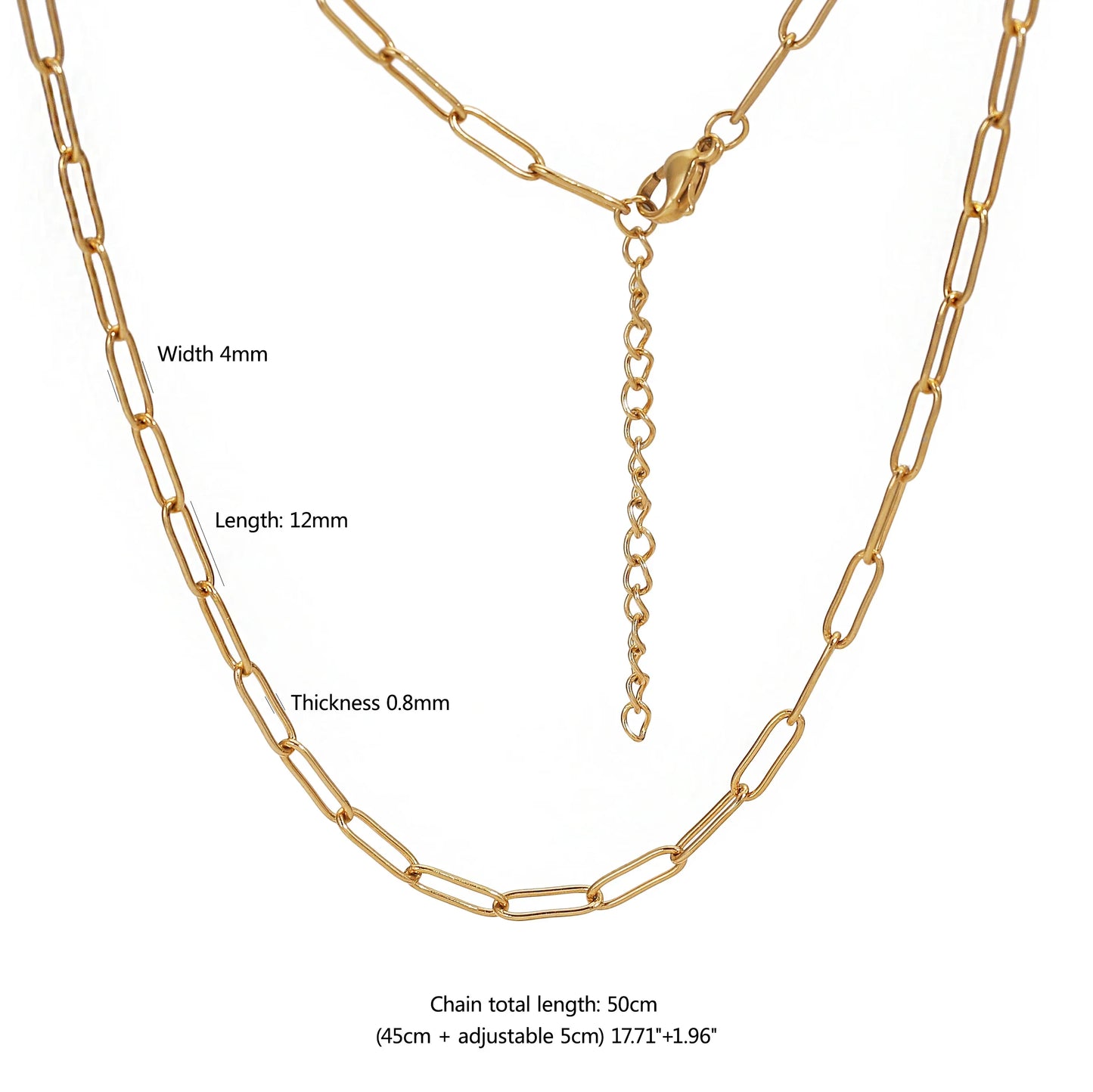 5pcs 45+5cm plated Gold Stainless Steel Link Chains Oval Bulk Necklaces Jewelry Adjustable Chains Wholesale Chokers DIY Crafts Badiee Stylez