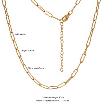 5pcs 45+5cm plated Gold Stainless Steel Link Chains Oval Bulk Necklaces Jewelry Adjustable Chains Wholesale Chokers DIY Crafts Badiee Stylez