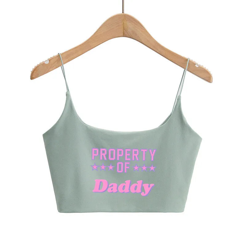 DADDY'S GIRL Pink Letters Hot Tops for Women Sexy Tank Top Women's Outerwear Cute Tops New Fashion Female Clothes Women Clothing Light Green