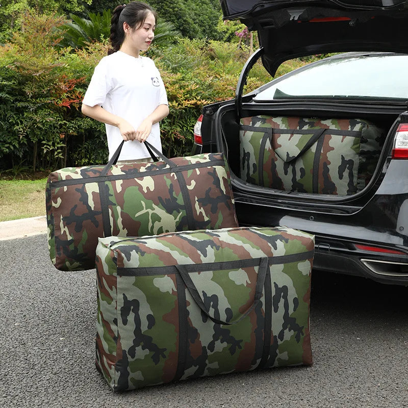 Camouflage Luggage Moving House Big Bag Thick Waterproof Oxford Cloth Moving Artifact Large Woven Storage Men's Travel Bag 180L