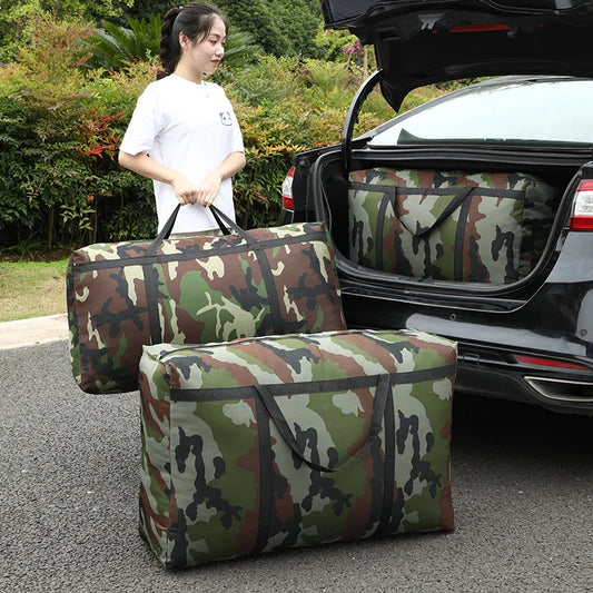 Camouflage Luggage Moving House Big Bag Thick Waterproof Oxford Cloth Moving Artifact Large Woven Storage Men's Travel Bag 180L