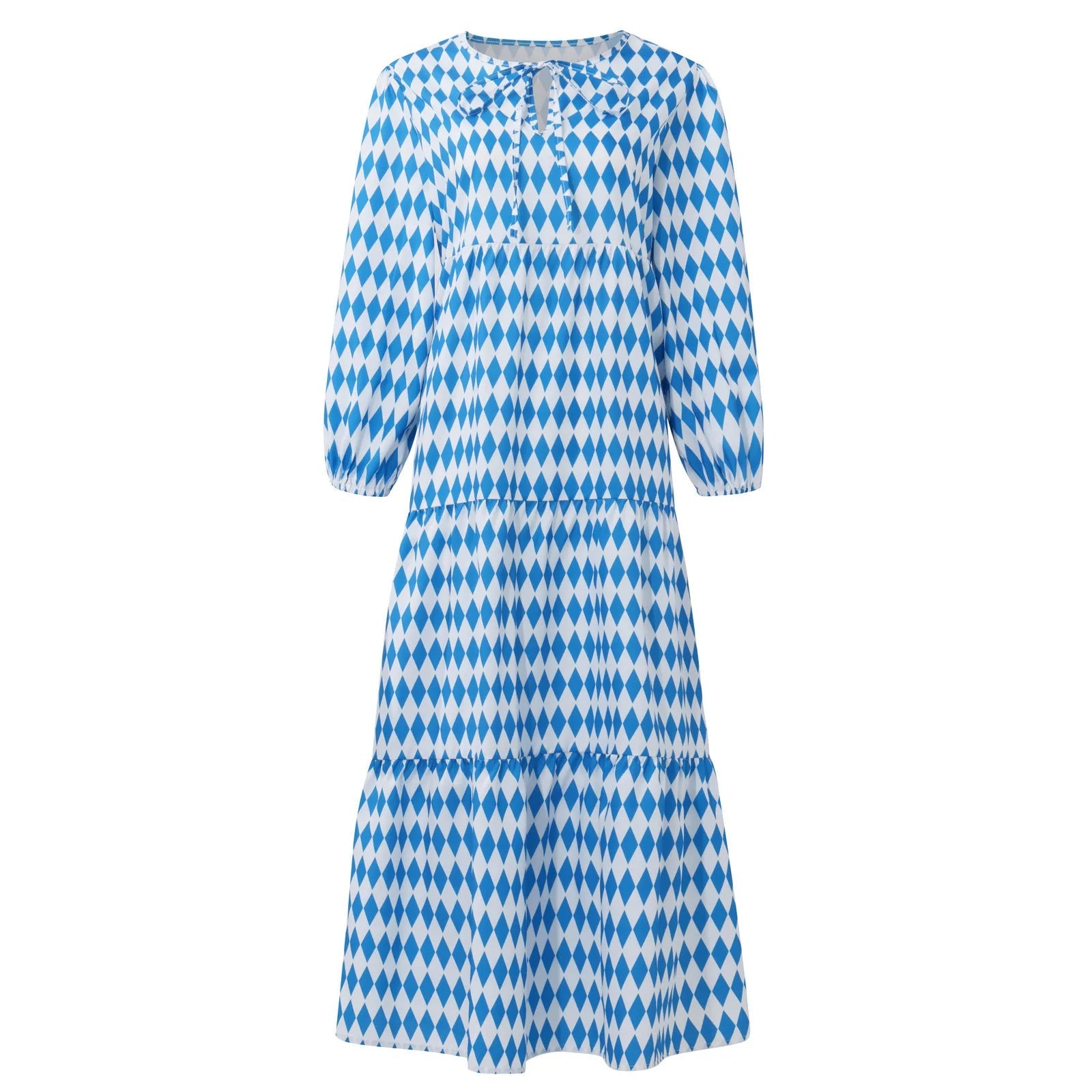 Puff Sleeve Boho Maxi Dress Elegant Women Summer 2022 Casual Floral Drawstring V-Neck Loose Holiday Beach Dresses Party Vestidos Badiee Stylez