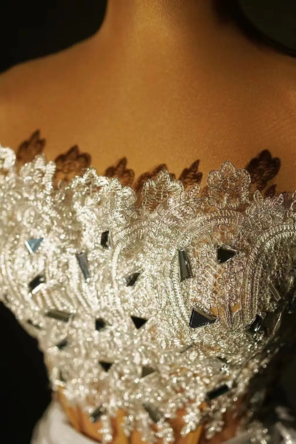 Gold Color Women Sexy 2 Pieces Strapless Bodycon Mini Dress Bar Singer Nightclub Party Celebrate Birthday Dress Wholesale