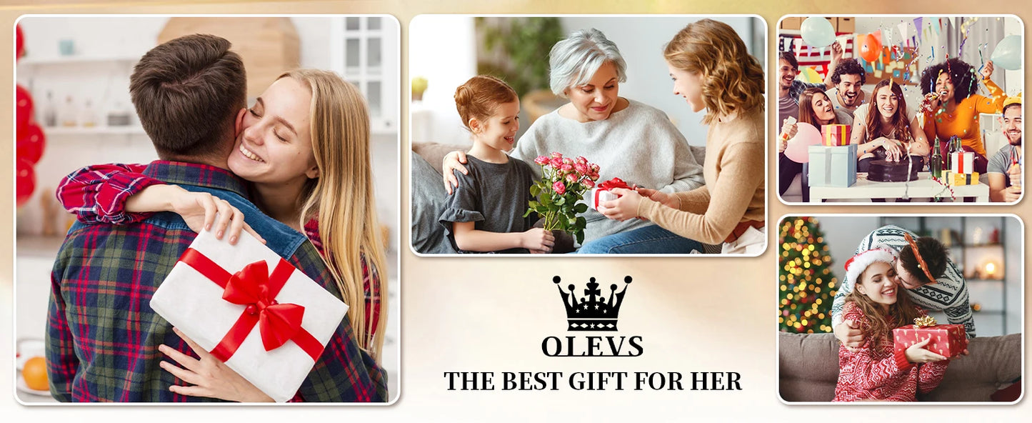 OLEVS 3641 Women Watch Elegant Quartz Watch Starry Dial Waterproof Luminous Diamond Bezel Ladies Watch Bracelet Set Ladies' Gift