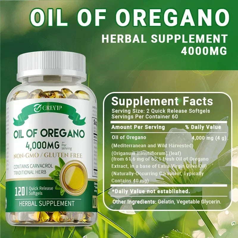 Organic Oregano Oil Capsules - with Black Seed Oil,Promotes Intestinal Digestion, Detoxification, Anti-oxidation