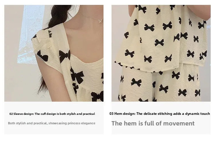 Summer Spwear Women's 2025 New Japanese Sle Fre Vest orts Woven Cotton Thin Home Clothes Set Sweet Print ort Pants