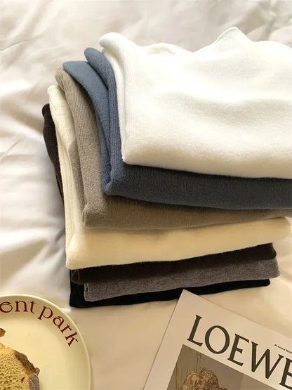 2025 Women Turtleneck Knitted Pullovers Solid Sweater Harajuku Korean Soft Warm Knitwear Autumn Winter Fashion Slim Jumpers Tops Badiee Stylez