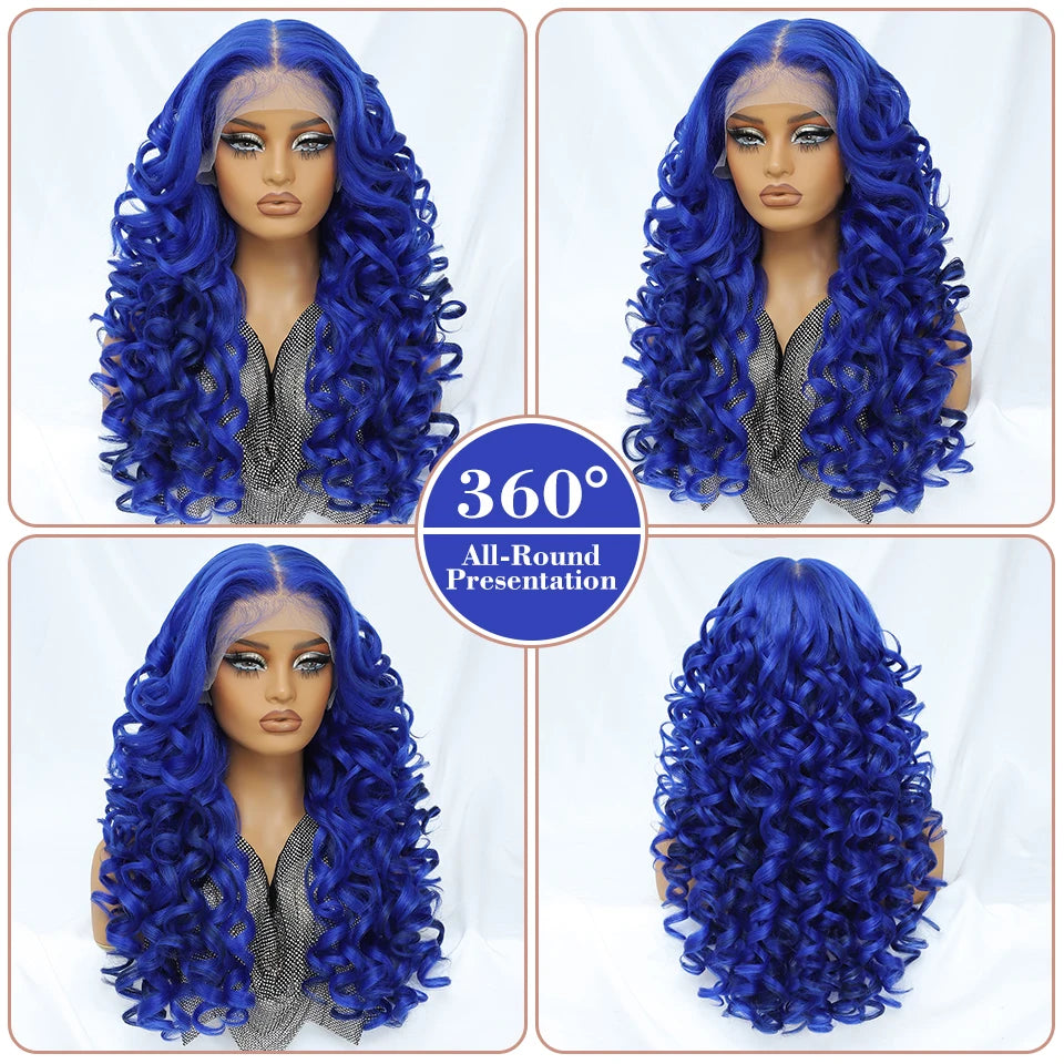 Latisha 13X6 HD Synthetic Lace Front Wigs Curly Pre Plucked Lace Frontal Wig with Bangs for Women Highlight with Babyhair 24Inch Badiee Stylez