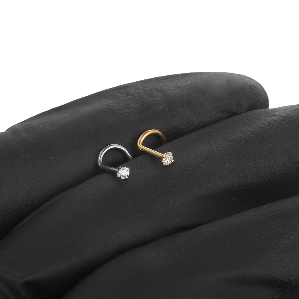 1PC Titanium 18G /20G 1.5/2/2.5/3mm Zircon Gem Nose Stud Piercing Screw Prong CZ Nostril Earring Nariz Piercings Sexy Jewelry Badiee Stylez